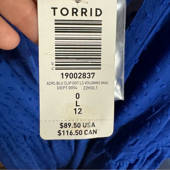 NEW Torrid Maxi Chiffon Clip Dot Pleated Dress Blue Size 0 - Picture 10 of 10
